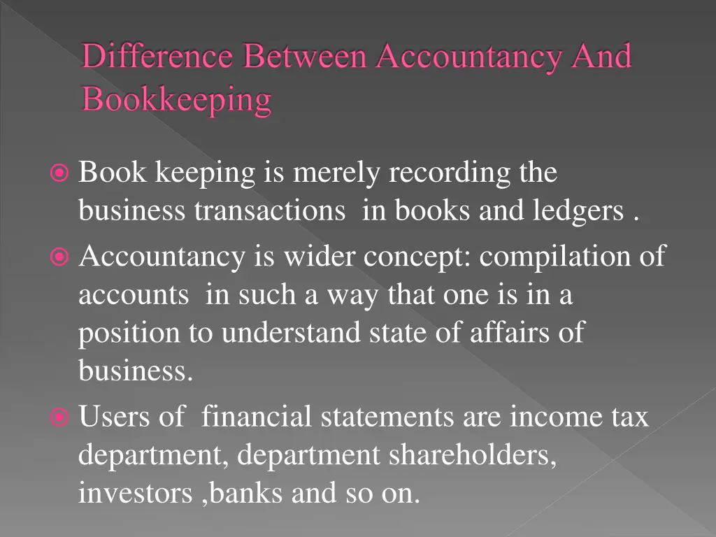 difference between accountancy and bookkeeping