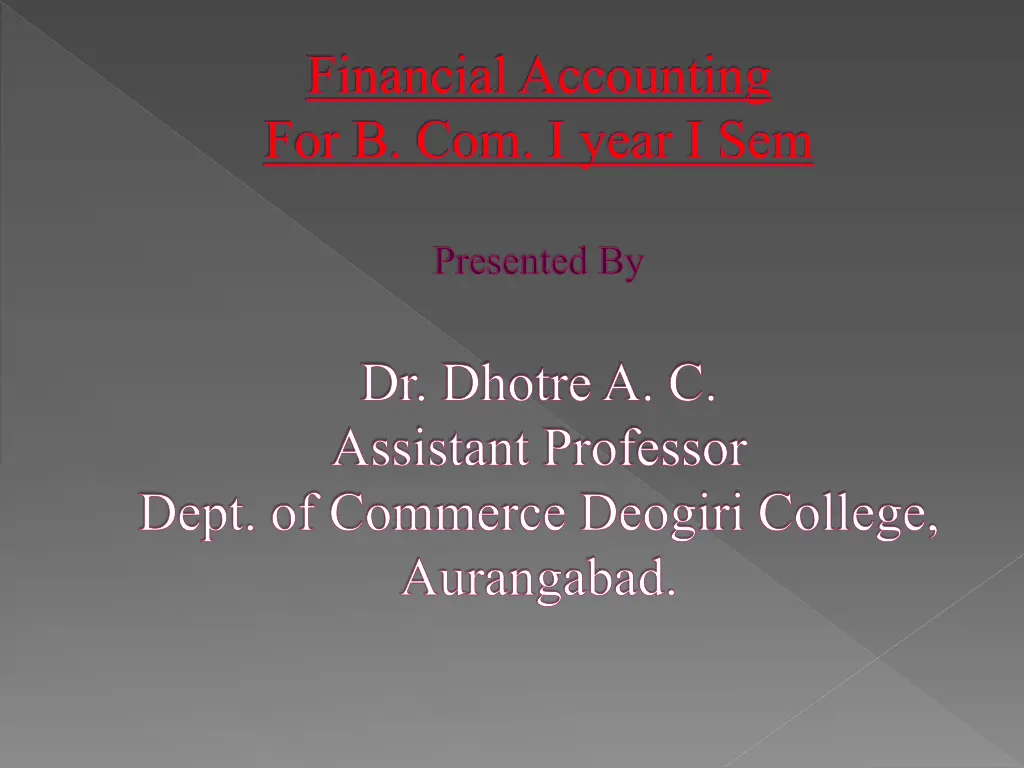 financial accounting for b com i year i sem