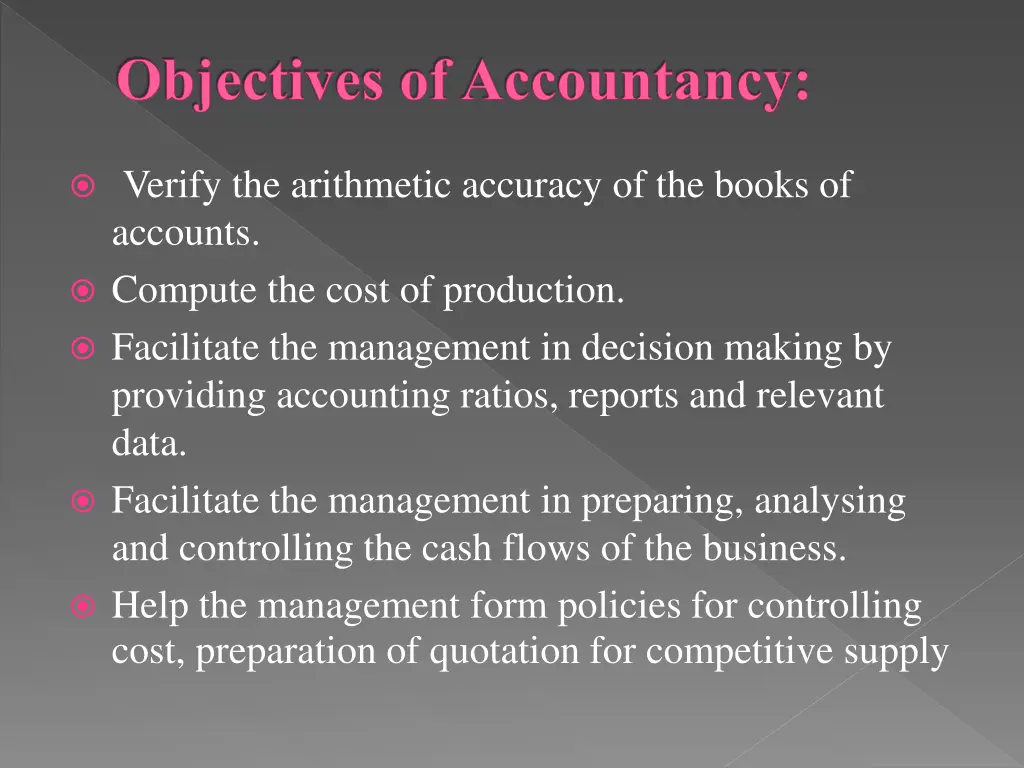 objectives of accountancy 1