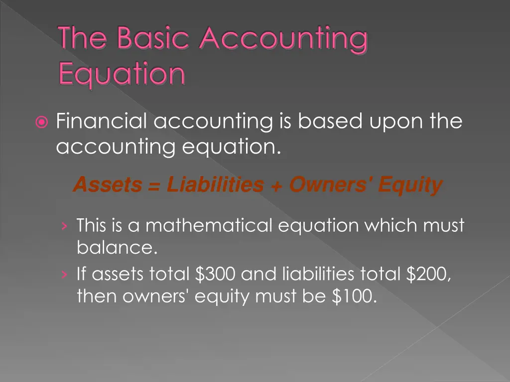 the basic accounting equation