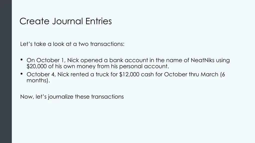 create journal entries
