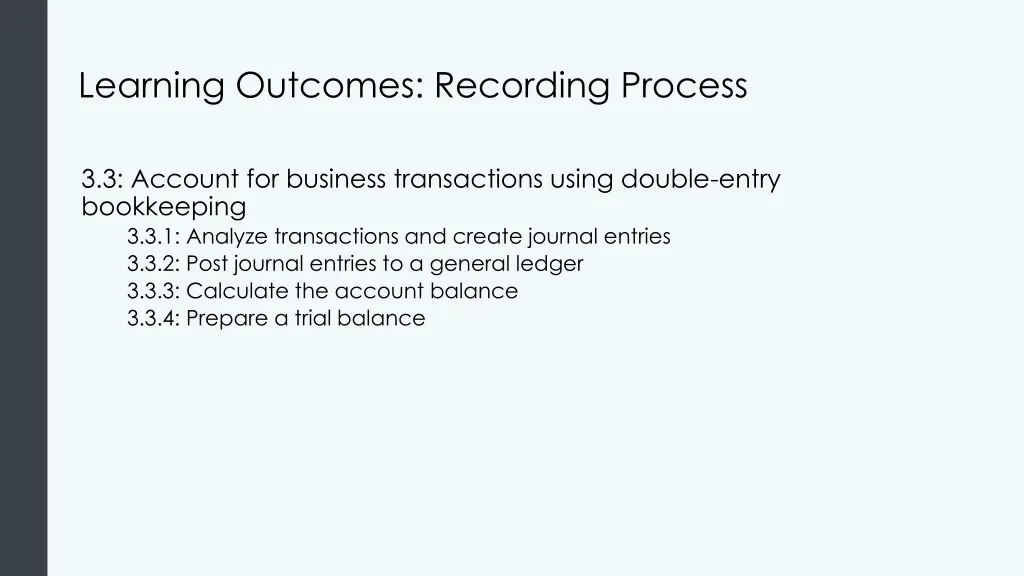 learning outcomes recording process