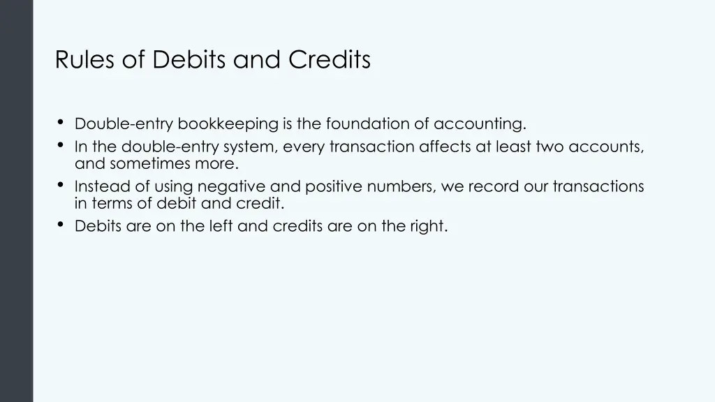 rules of debits and credits