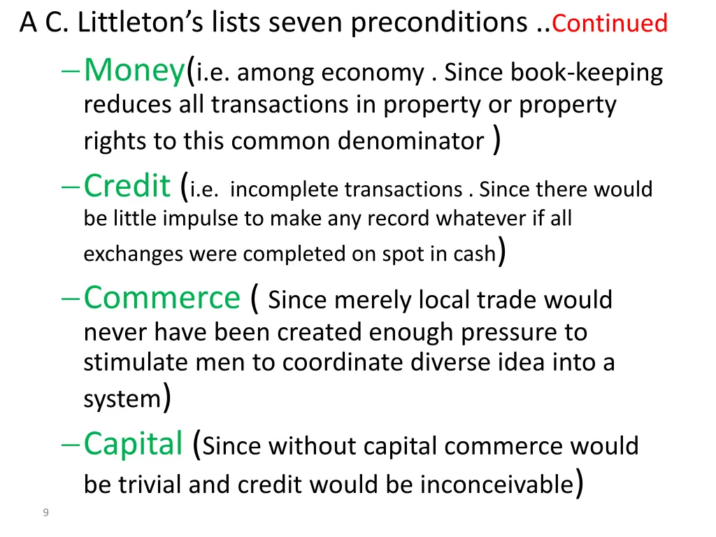 a c littleton s lists seven preconditions 1