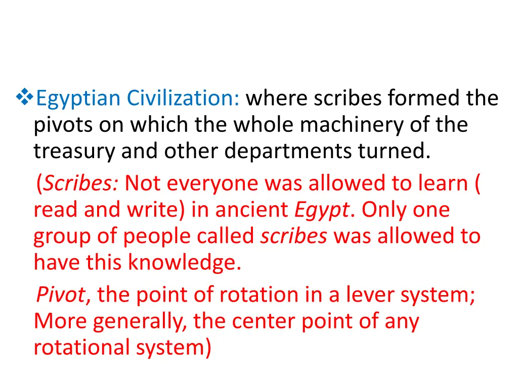 egyptian civilization where scribes formed