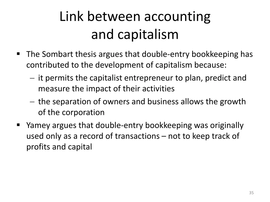 link between accounting and capitalism