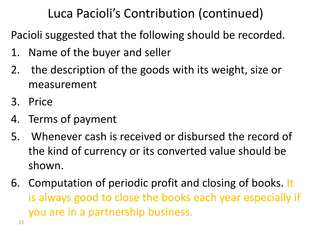luca pacioli s contribution continued