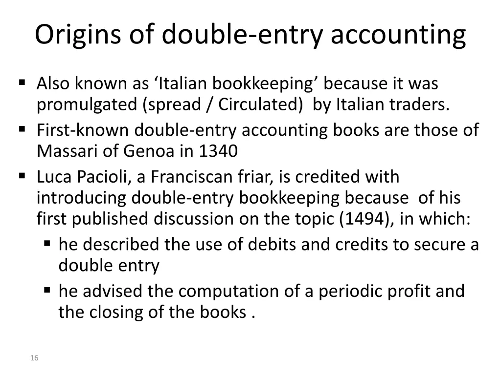 origins of double entry accounting