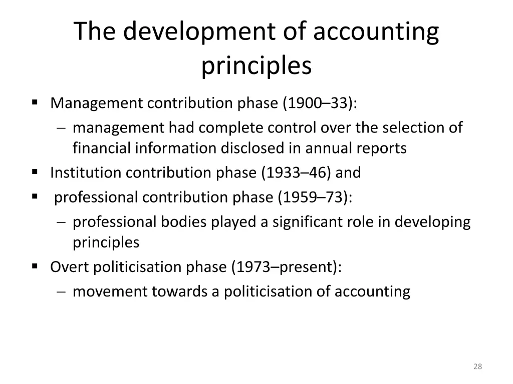 the development of accounting principles