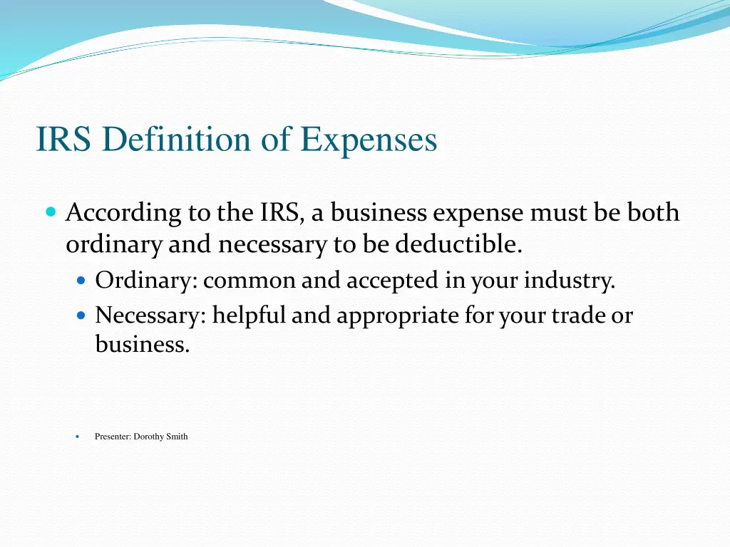irs definition of expenses