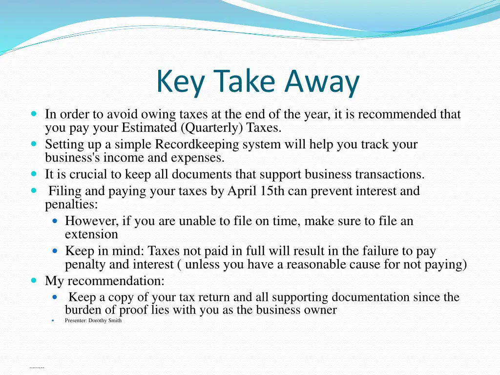 key take away