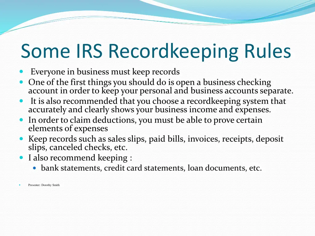 some irs recordkeeping rules