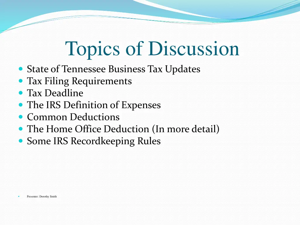 topics of discussion state of tennessee business