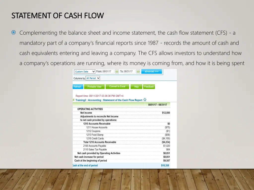 statement of cash flow statement of cash flow
