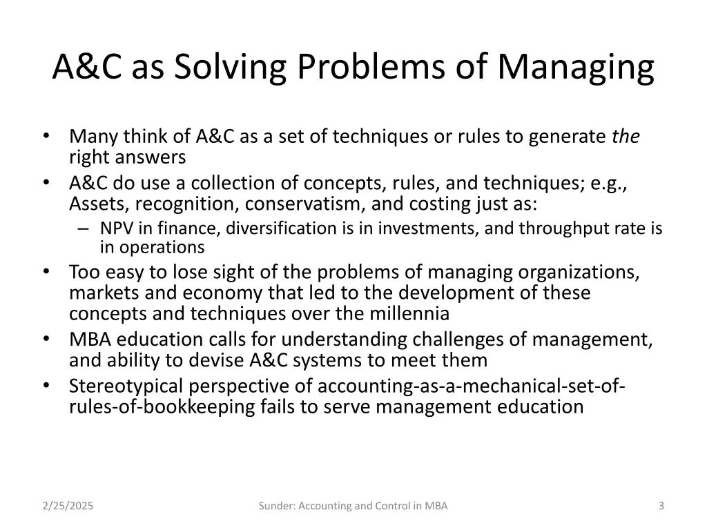 a c as solving problems of managing