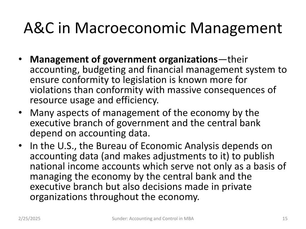 a c in macroeconomic management