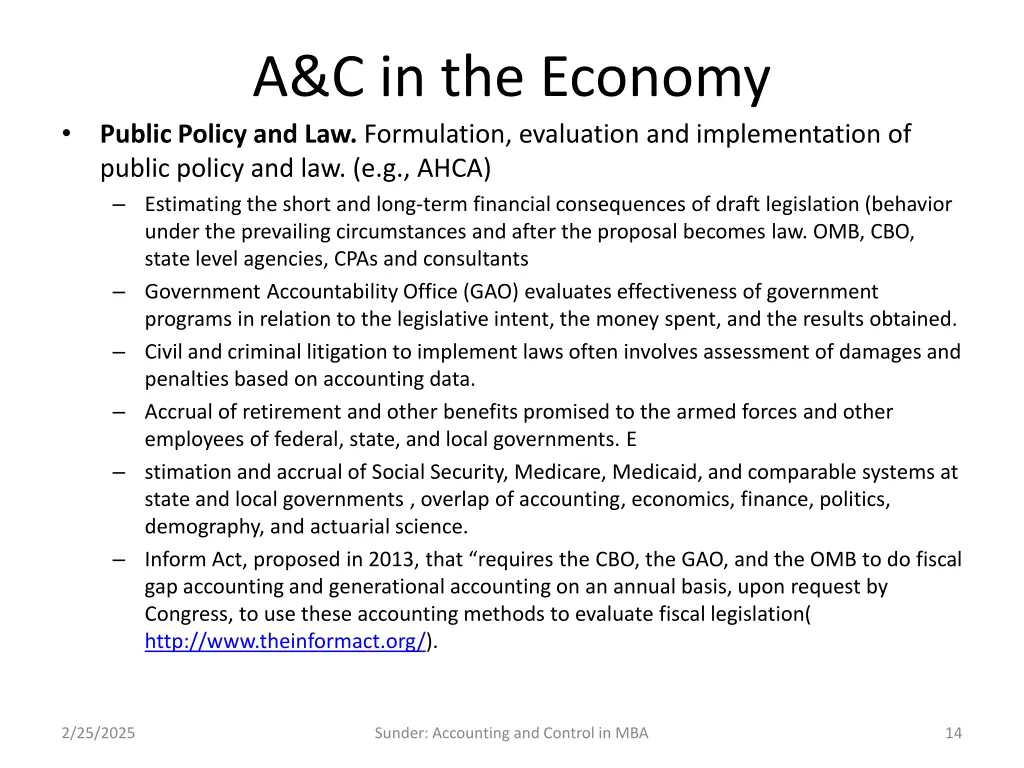 a c in the economy public policy