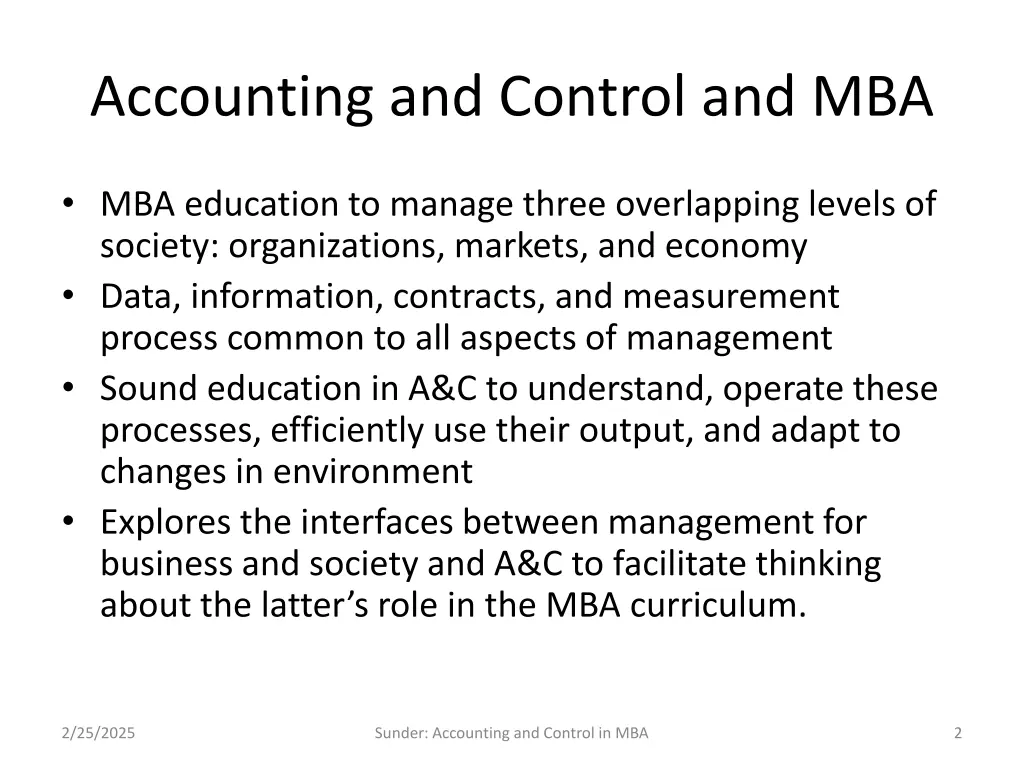 accounting and control and mba