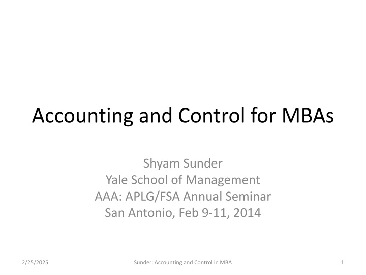 accounting and control for mbas