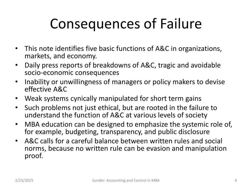 consequences of failure