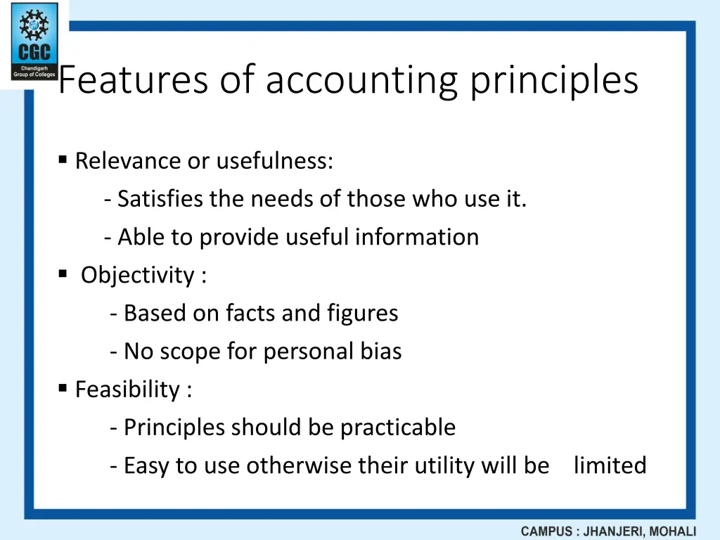 features of accounting principles