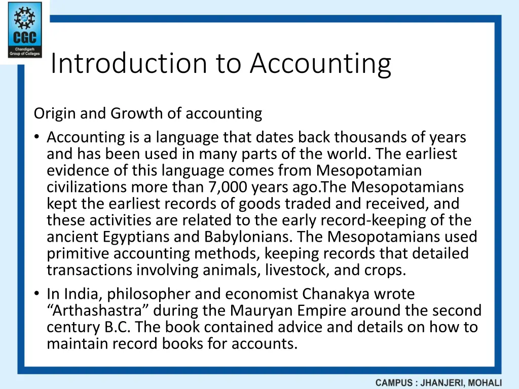 introduction to accounting