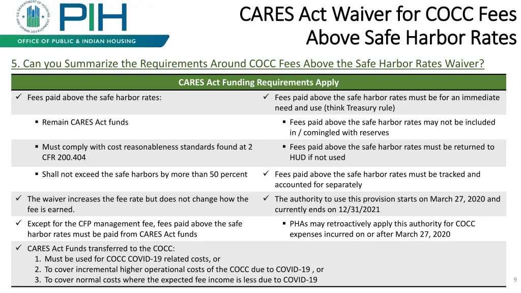 cares act waiver for cocc fees cares act waiver 4