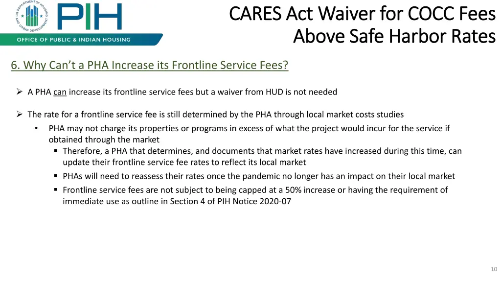 cares act waiver for cocc fees cares act waiver 5