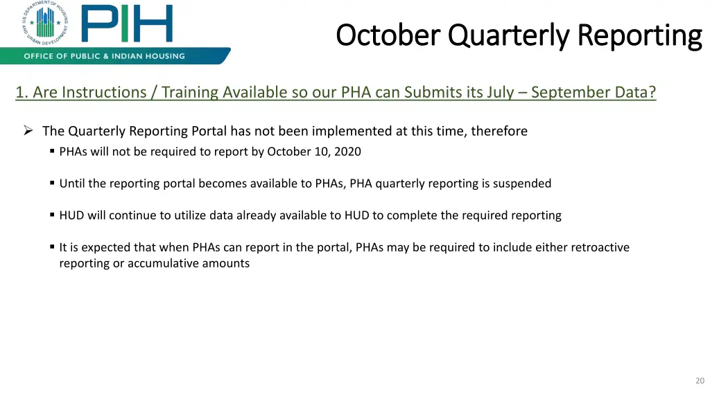 october quarterly reporting october quarterly
