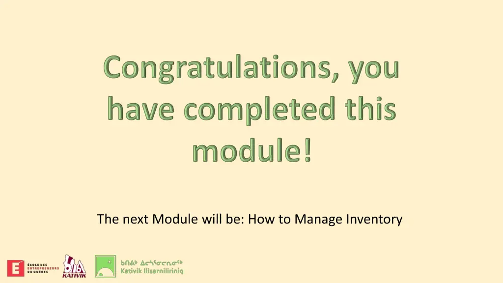 the next module will be how to manage inventory