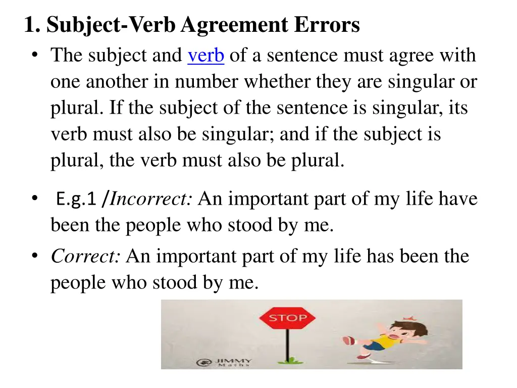 1 subject verb agreement errors the subject