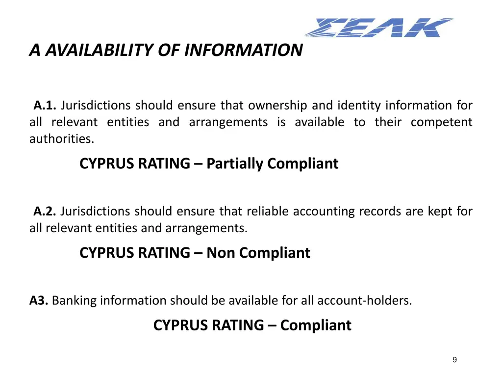 a availability of information