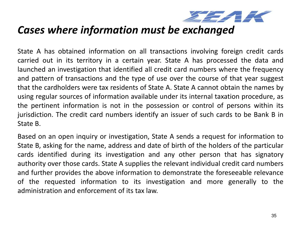 cases where information must be exchanged 1