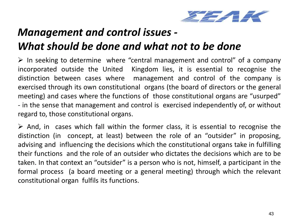 management and control issues what should be done 1