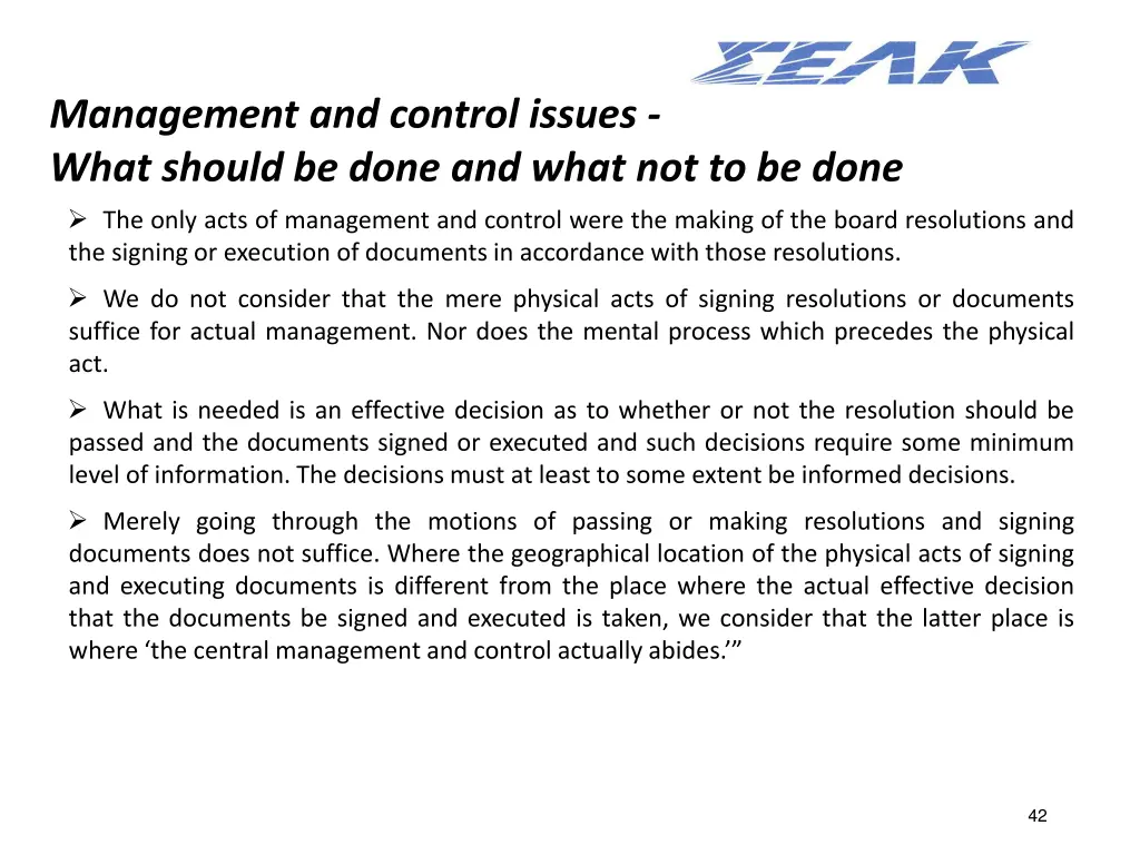 management and control issues what should be done