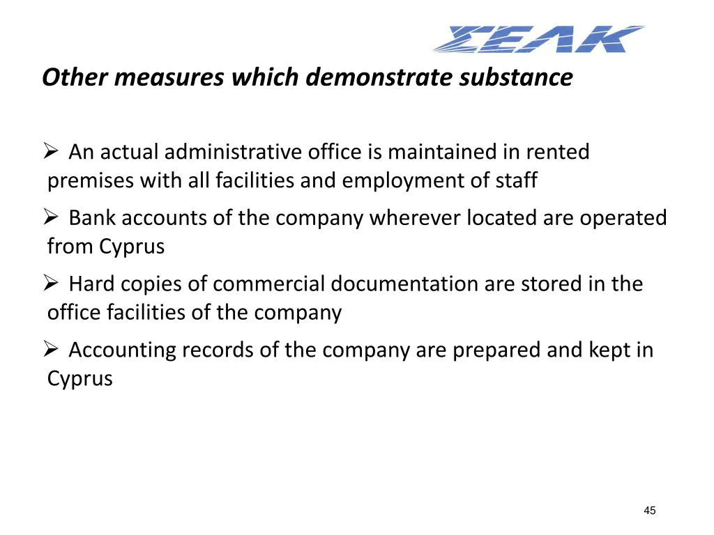 other measures which demonstrate substance