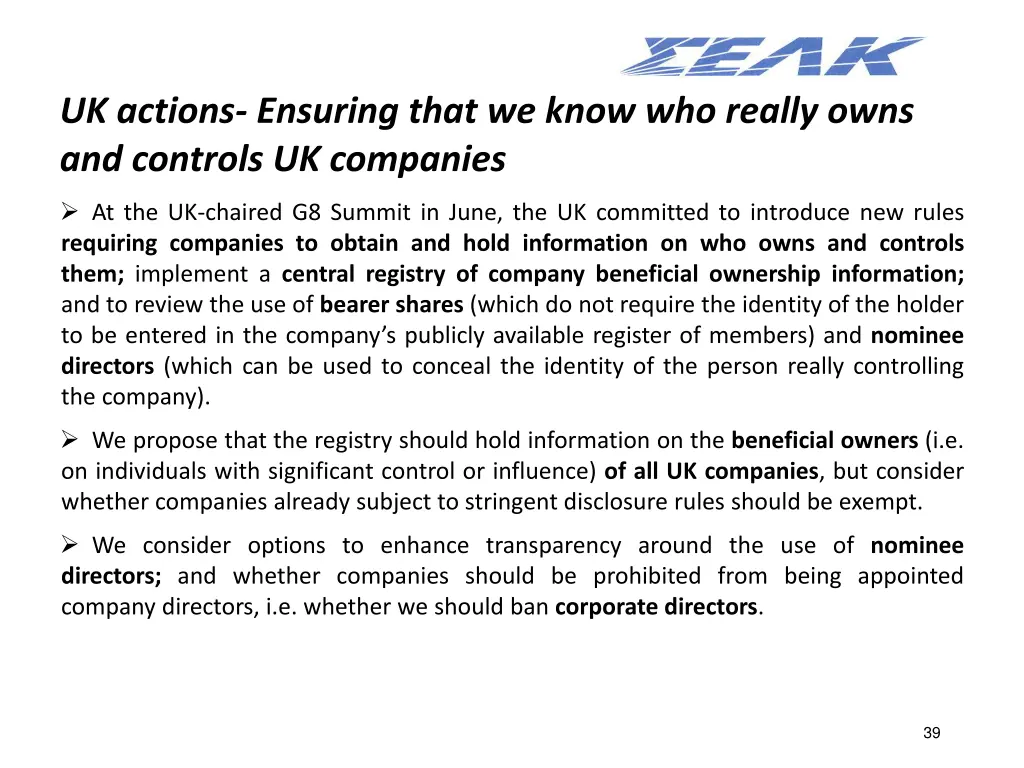 uk actions ensuring that we know who really owns
