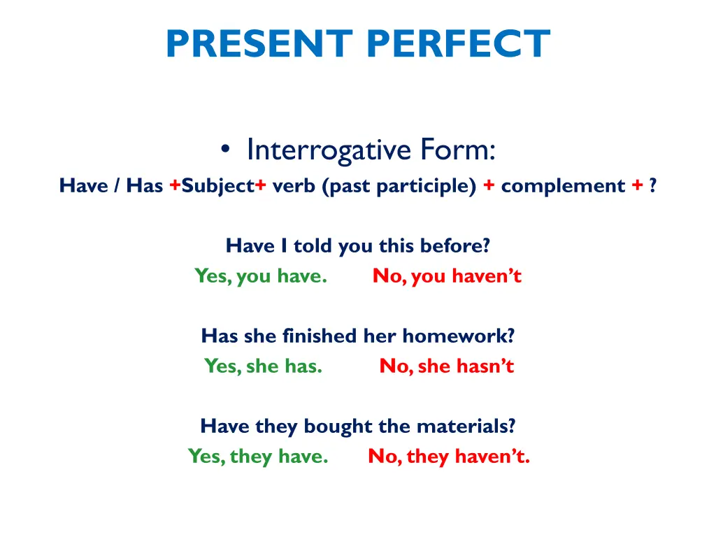 present perfect 8