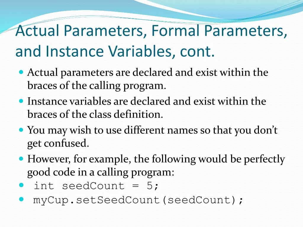 actual parameters formal parameters and instance 1