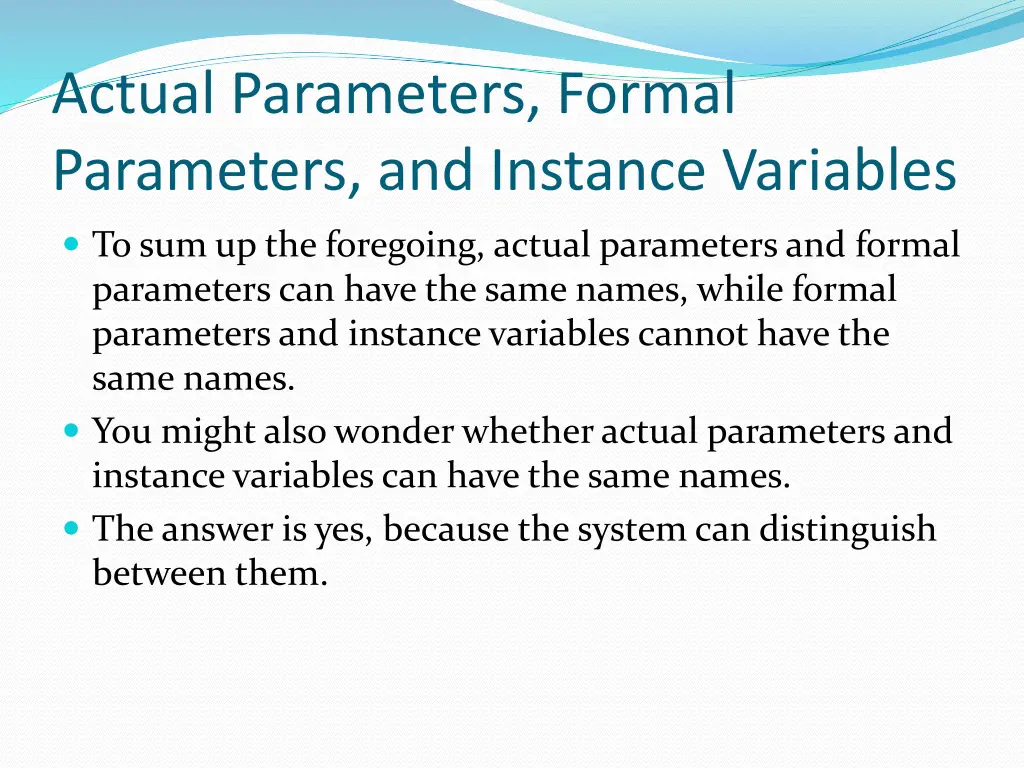 actual parameters formal parameters and instance