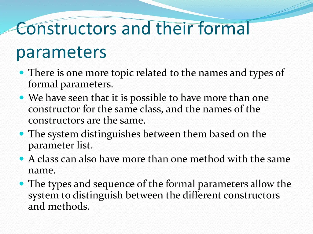 constructors and their formal parameters