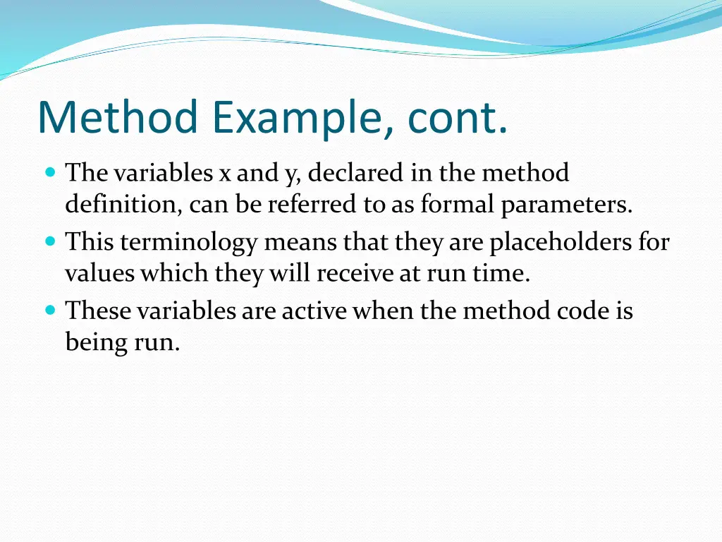 method example cont