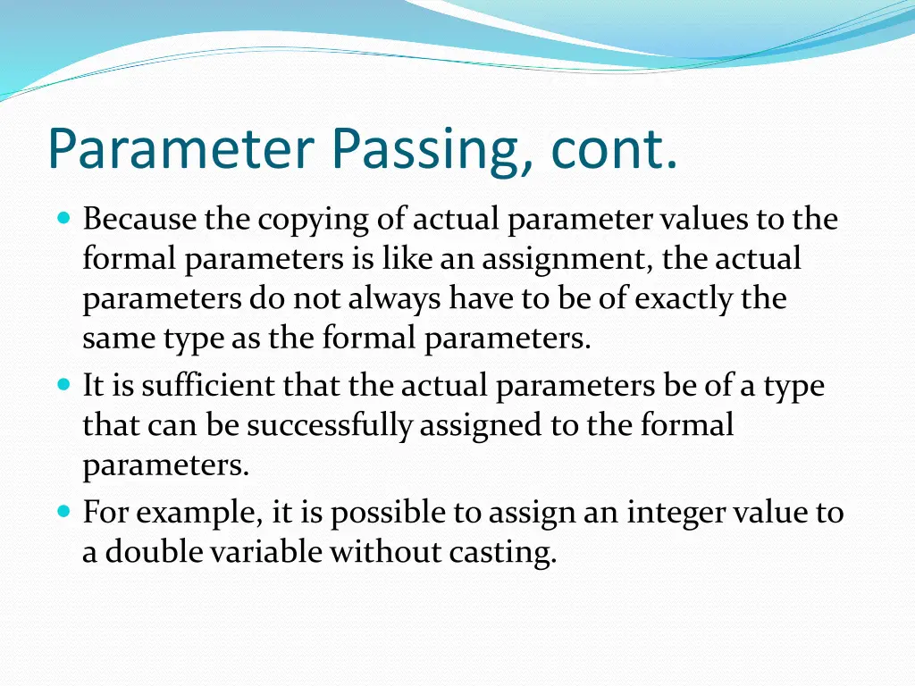 parameter passing cont 2