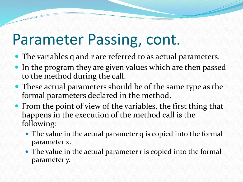 parameter passing cont