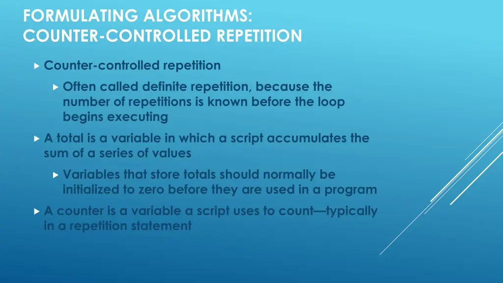 formulating algorithms counter controlled