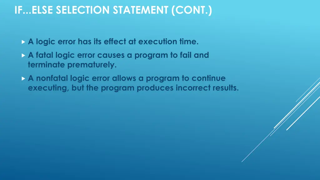 if else selection statement cont 1