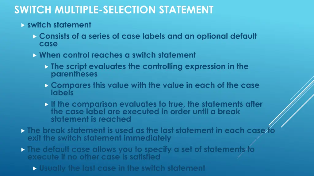 switch multiple selection statement