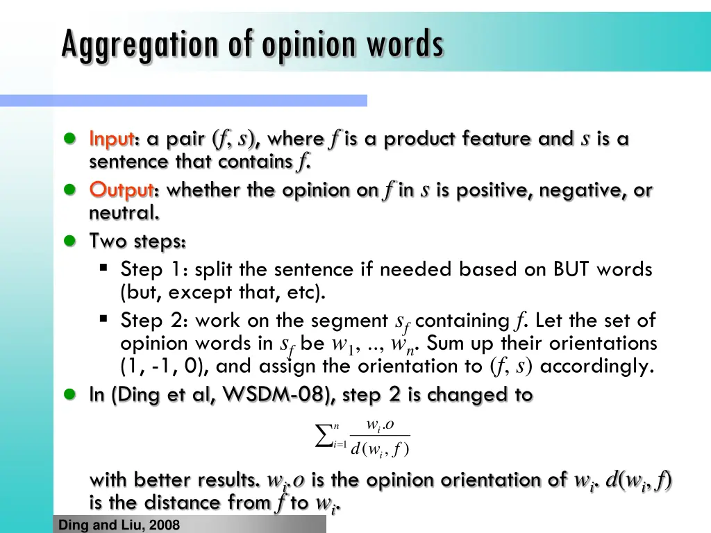 aggregation of opinion words
