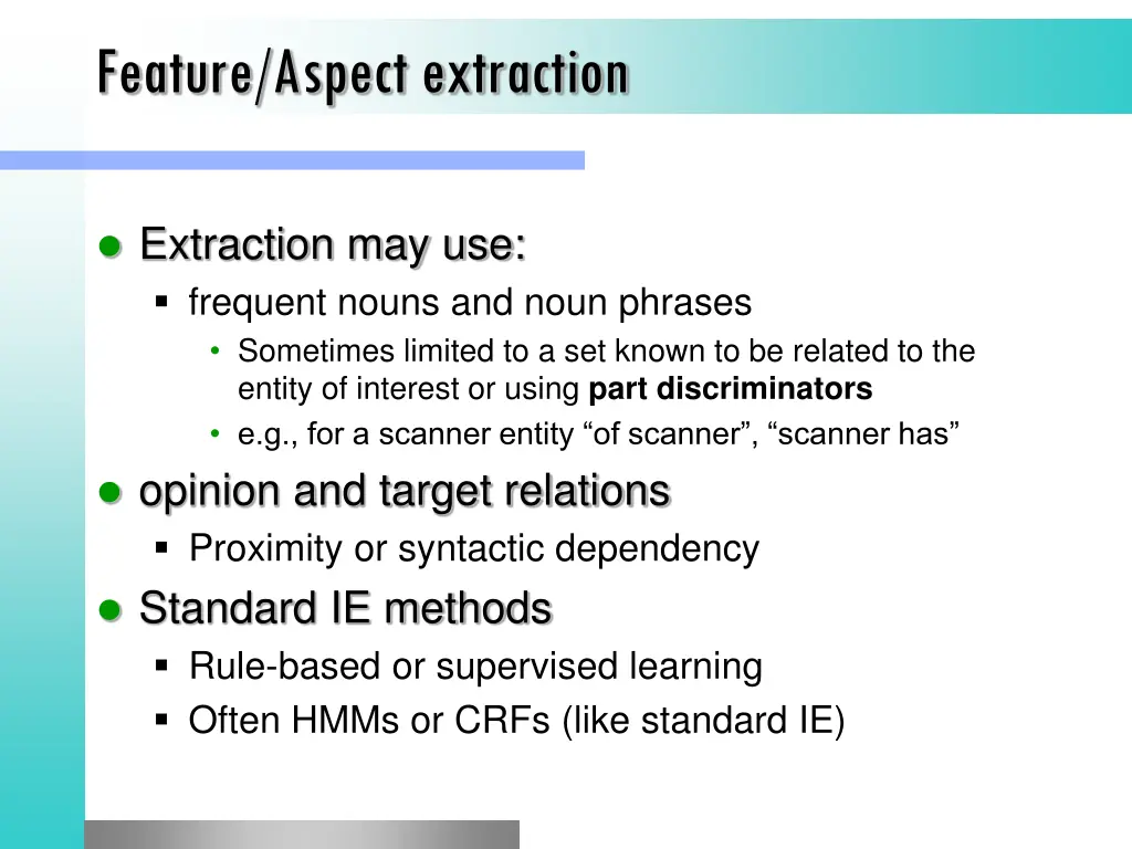 feature aspect extraction