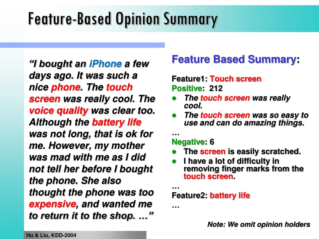 feature based opinion summary